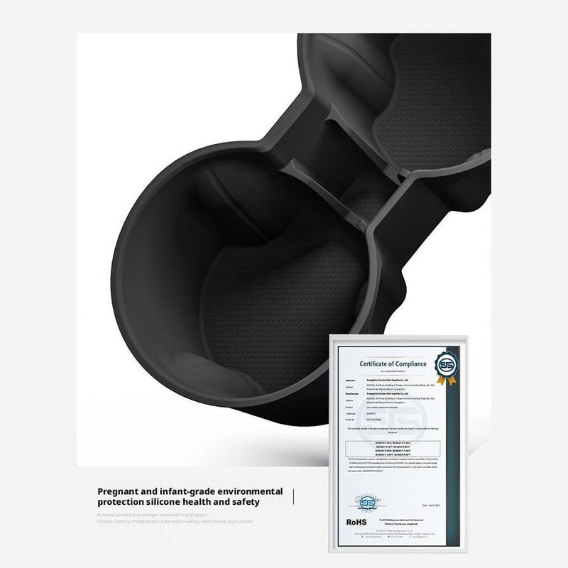 Center Console Cup Holder Inserts for Tesla, Interior Accessories Silicone Car Cup Holder forTesla Black,Removable Washable Drink Holder Interior Accessories - Black (Rear black) - Image 4